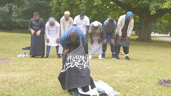 The jihadist documentary showed men unfurling a flag in London's Regent Park