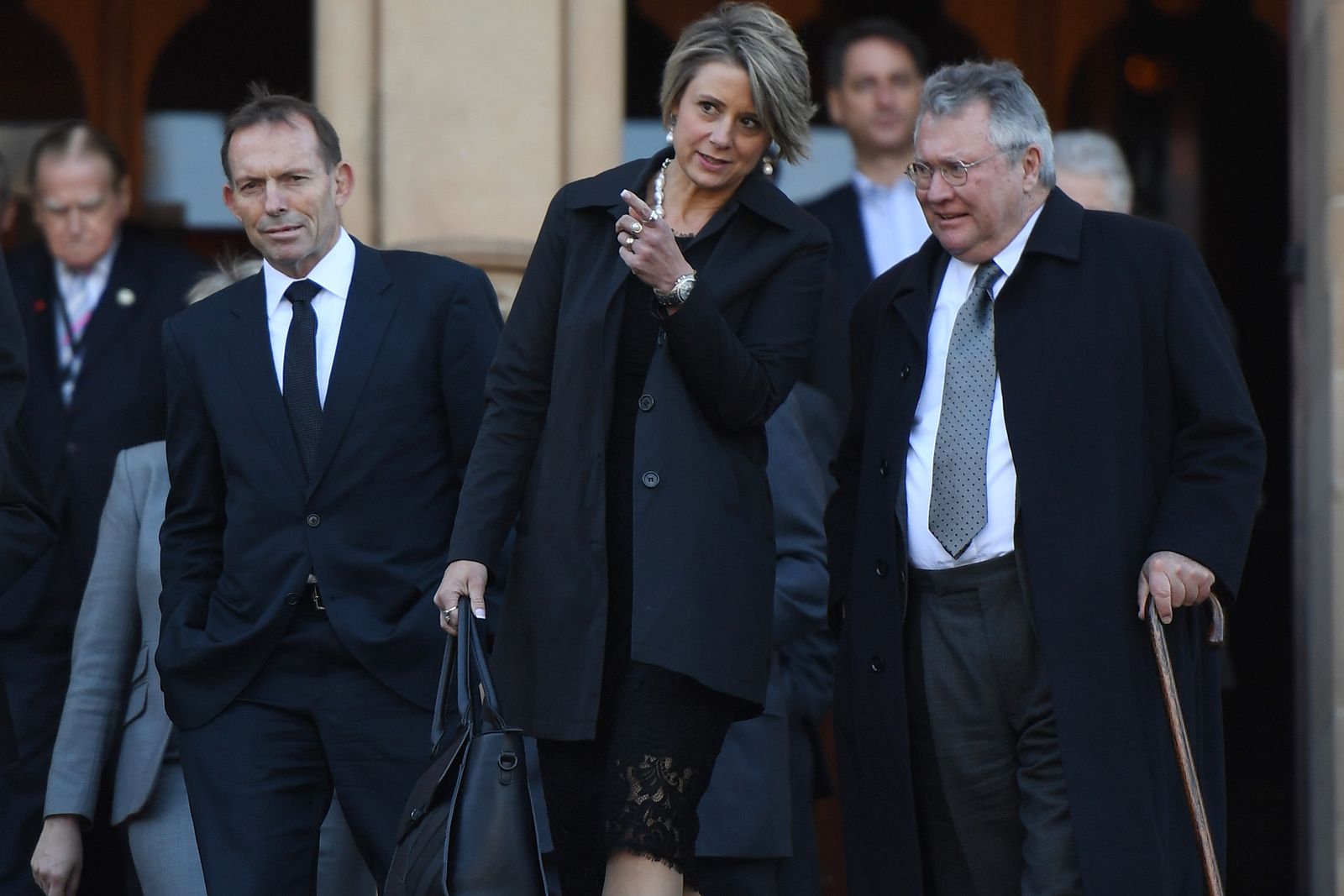 Former prime minister Tony Abbott, former NSW Premier Kristina Keneally and former NSW Treasurer Michael Egan. (AAP)
