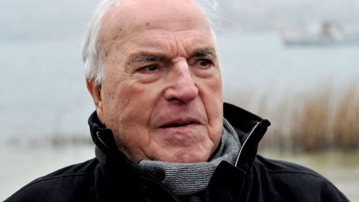 Former German chancellor Helmut Kohl on the shore of Lake Tegernsee in Bad Wiessee southern Germany