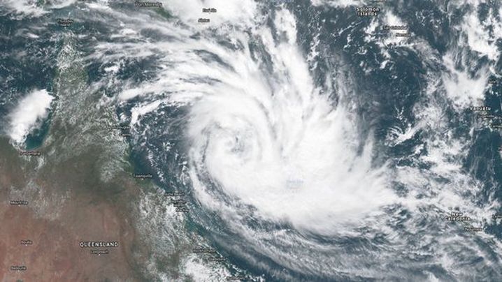 A satellite image of the Category One system. (Twitter via UW-Madison CIMSS)