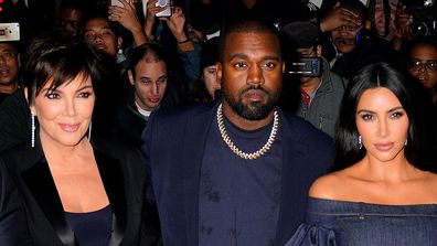 Kris Jenner, Kanye West and Kim Kardashian are seen on November 06, 2019 in New York City.