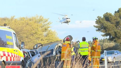 The 63-year-old passenger of the ute was airlifted to Liverpool Hospital. (9NEWs)