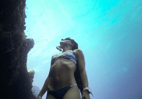 The water-loving woman has made a splash in the free-diving world. Picture: @johnnydeep110