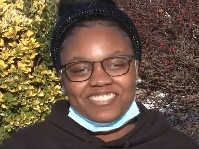 Student Shanya Robinson-Owens is unable to control her excitement during an interview about her $1 million scholarships