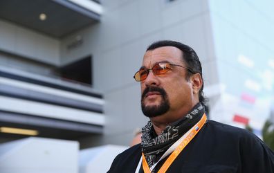 Steven Seagal during final practice ahead of the Russian Formula One Grand Prix at Sochi Autodrom on October 11, 2014 in Sochi, Russia.