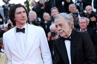 CANNES, FRANCE - MAY 16: Adam Driver and Francis Ford Coppola attend the "Megalopolis" Red Carpet at the 77th annual Cannes Film Festival at Palais des Festivals on May 16, 2024 in Cannes, France. (Photo by Vittorio Zunino Celotto/Getty Images)
