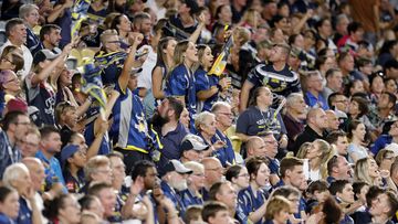 Spectators look on during the Round One NRL match at North Queensland Stadium.