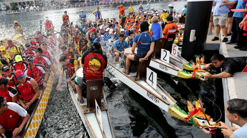 The annual dragon boat race on Darling Harbour in Sydney is one of the largest in the southern hemisphere.