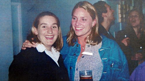 Lane (left) pictured in August 1996, the month before she gave birth to Tegan.