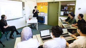 Auslan joins the NSW curriculum alongside redesigned language syllabuses. Strathfield High School. March 18, 2022. Photo: Rhett Wyman/SMH