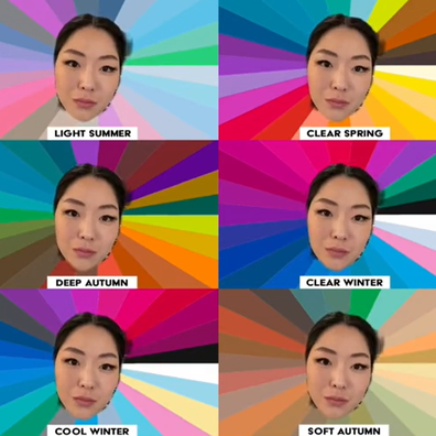 A screenshot of the viral colour analysis filter on TikTok.