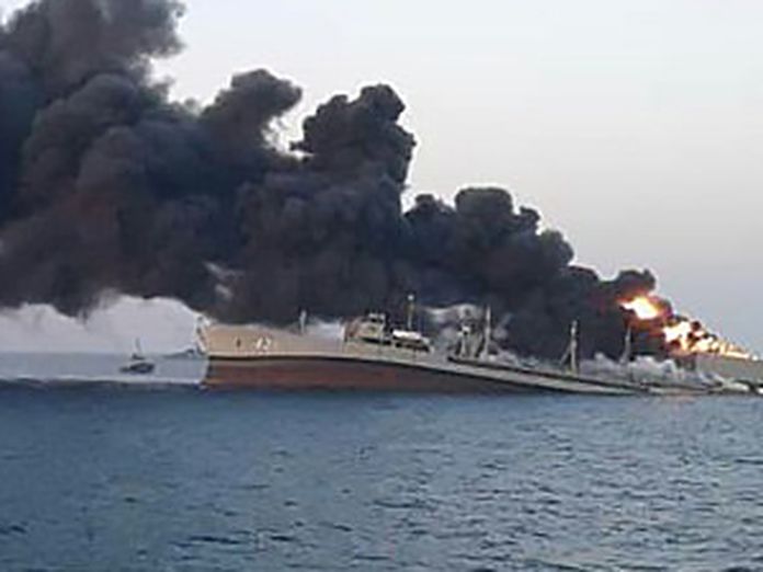 Iran's largest warship sinks after catching fire