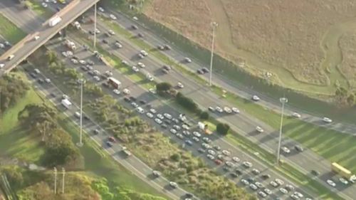 The dramatic incident has brought traffic to a stand-still. (9NEWS)