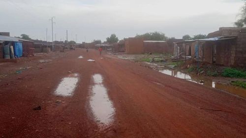 The road leading into Solhan. The attackers arrived on motorbikes, according to eyewitnesses.