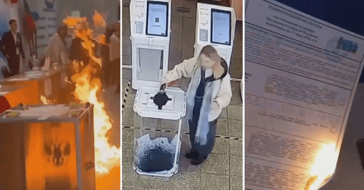 Footage shows ballot boxes burning, vandalised in Russian elections