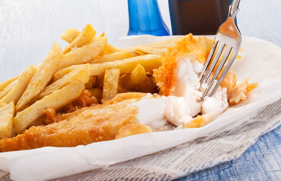 Battered fish and chips