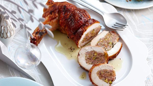 Pistachio and pork stuffed turkey supreme