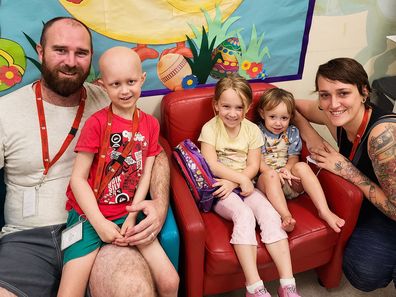 Ollie Jepson (second left) with dad Nathan, mum Naomi and his two sisters.