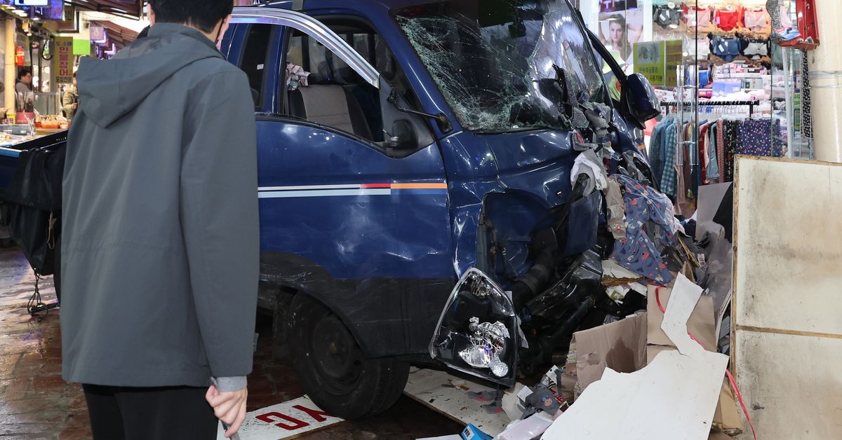 Two dead after truck crashes in market in South Korea