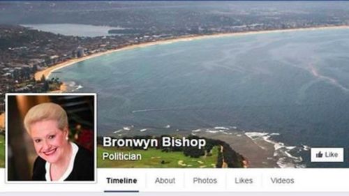 Bronwyn Bishop criticised over Facebook cover photo choice