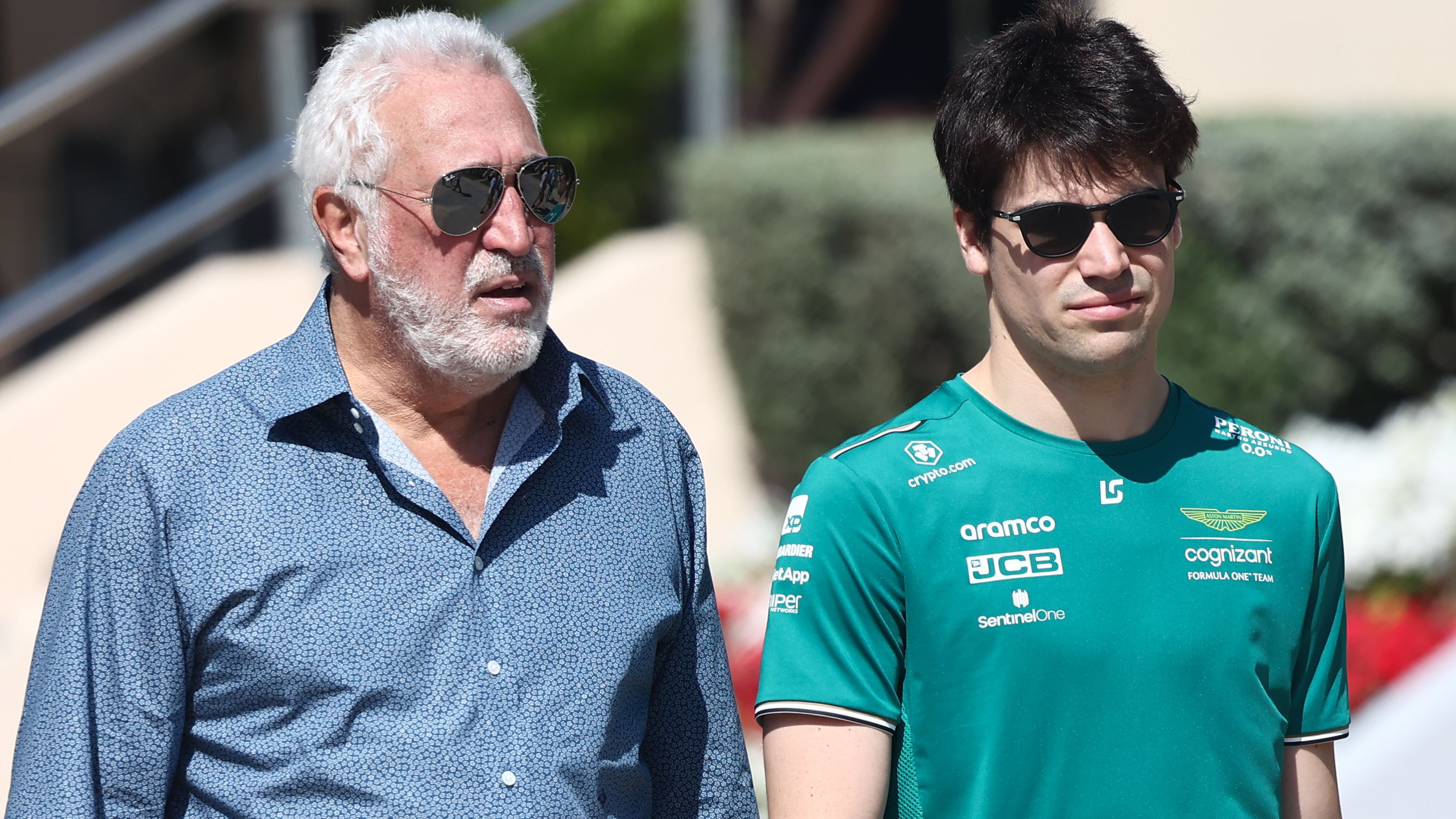 Lawrence Stroll and Lance Stroll of Aston Martin ahead of the 2023 Bahrain Grand Prix.