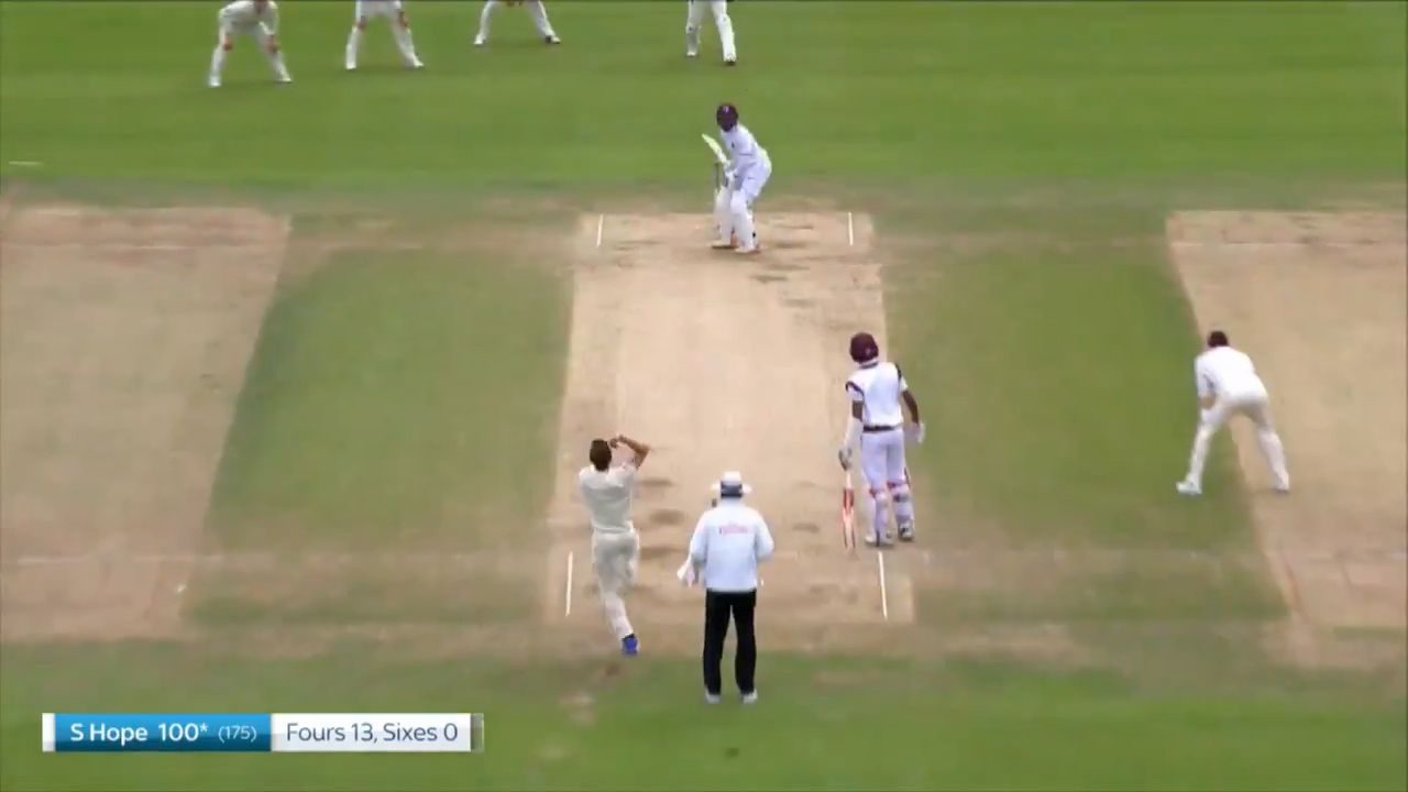 Shai Hope scores his second hundred of the Test
