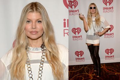 Black Eyed Peas singer Fergie rocking shades on the red carpet.
