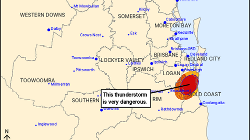 Severe thunderstorm warning for Gold Coast