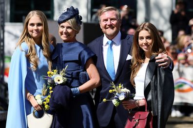 DOETINCHEM, NETHERLANDS - APRIL 26: (L-R) Princess Catharina-Amalia of the Netherlands, Queen Máxima of the Netherlands, King Willem-Alexander of the Netherlands and Princess Alexia of the Netherlands celebrate King's Day on April 26, 2025 in Doetinchem, Netherlands. (Photo by Andreas Rentz/Getty Images)