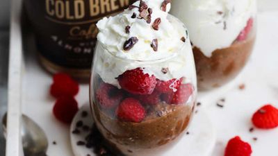 Chia seed chocolate and coffee mousse
