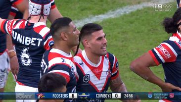 Roosters big man barges over