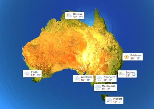 Today's weather forecast across Australia. (9NEWS)