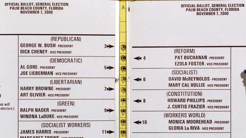The Palm Beach County election ballot in 2000.