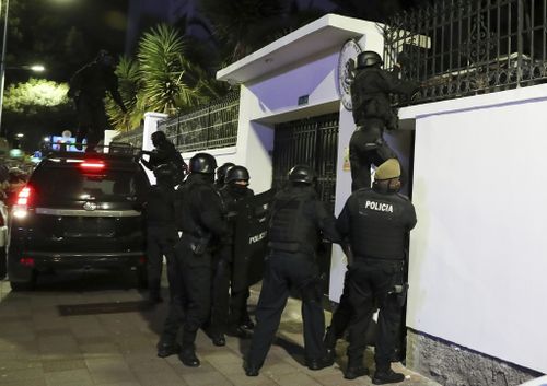 Police break into the Mexican embassy in Quito, Ecuador