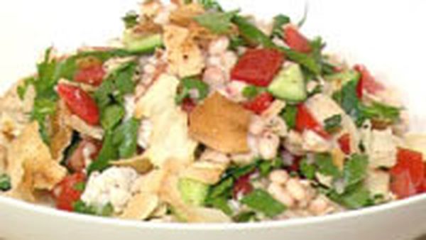 White bean and fish fattoush salad