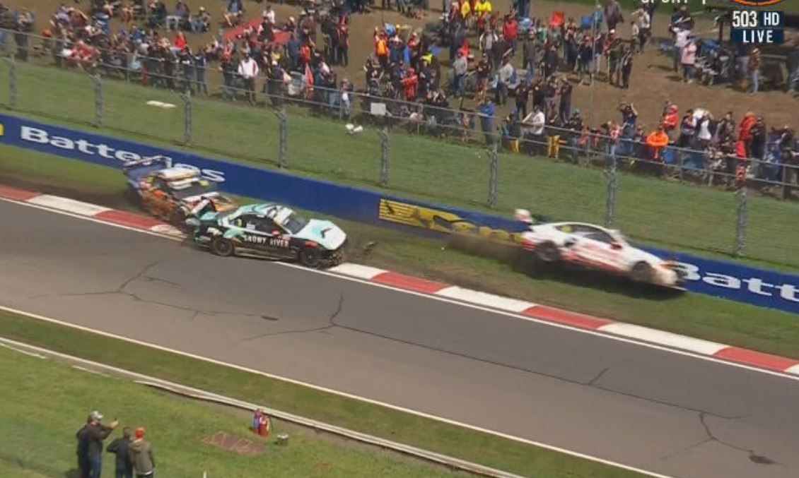 Zane Goddard rejoined into the path of Dale Wood and Matt Campbell on the restart of the Bathurst 1000.