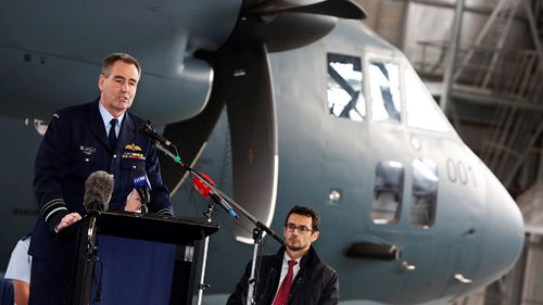 RAAF Air Marshal Geoff Brown introduced the aircraft as a replacement for the Vietnam War-era Caribou cargo planes. (RAAF)