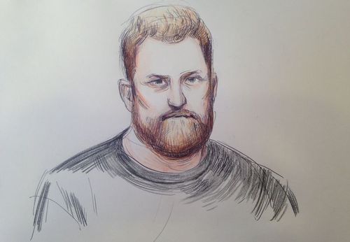Court sketch of Anthony Harvey, who stands accused of five murders.