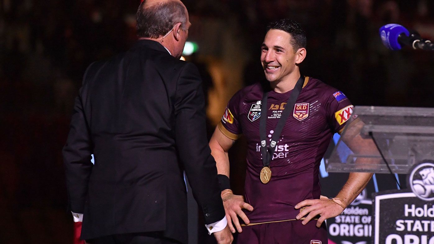 Billy Slater receives the Wally Lewis Medal.
