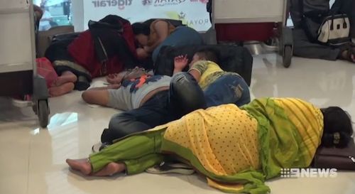 Tourists have been forced to sleep on the floor at Bali. 