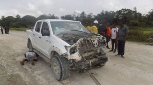 One of the cars involved in the ambush on Wednesday outside the city of Calabar.
