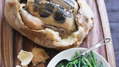 Recipe:&nbsp;<a href="http://kitchen.nine.com.au/2016/05/17/15/01/saltbaked-truffled-chicken-with-warm-green-bean-and-truffle-salad" target="_top">Salt-baked truffled chicken with warm green bean and truffle salad</a>