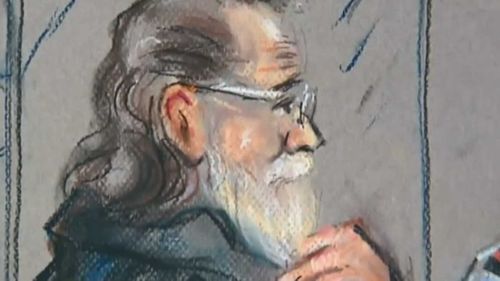 A courtroom sketch of Robert John Fardon.