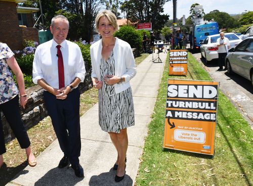 Leader of the Opposition Bill Shorten and Labor candidate for Bennelong Kristina Keneally at Ryde Hospital yesterday. (AAP)