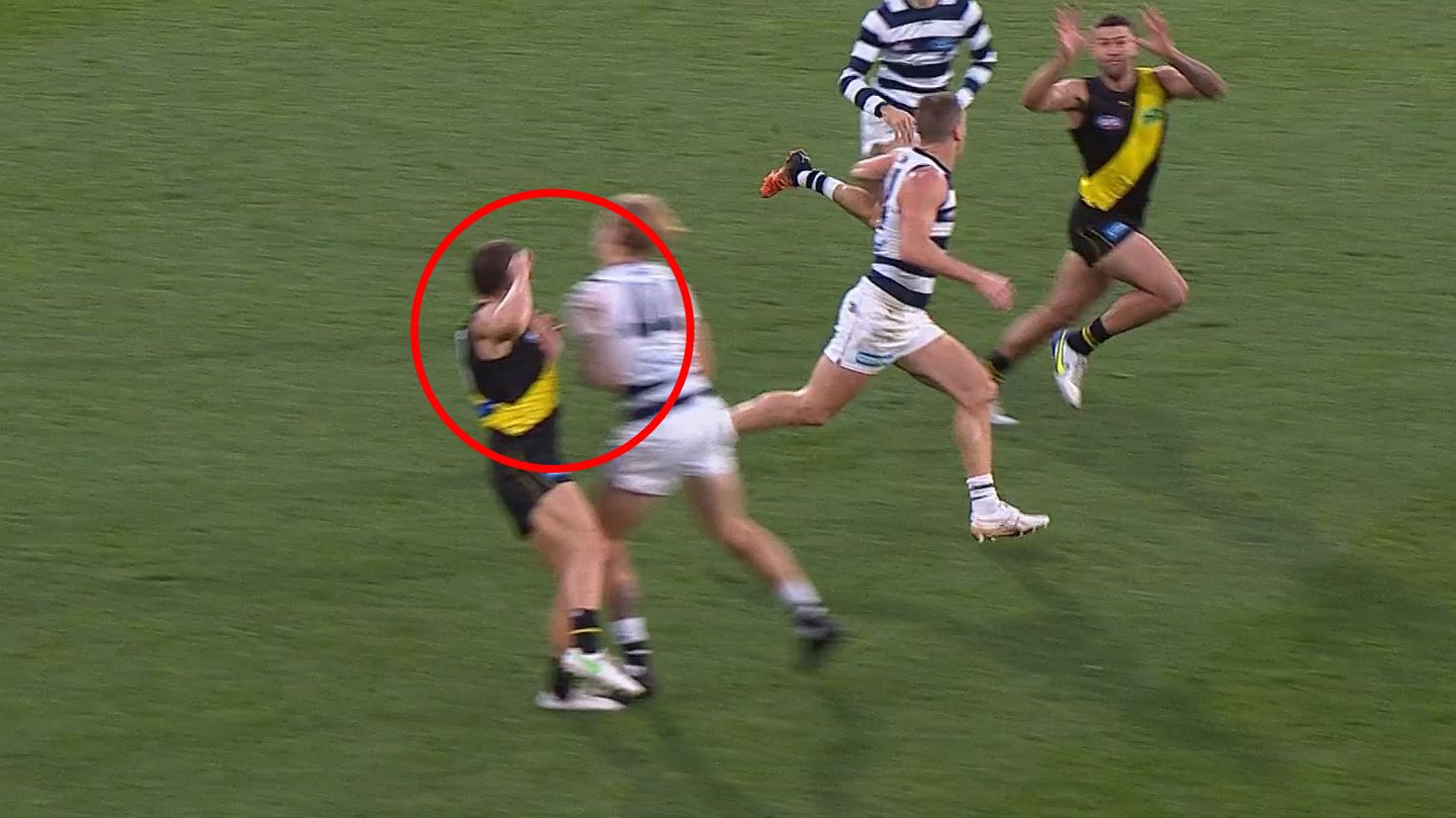 Tom Stewart has been put on report for an ugly hit on Dion Prestia.