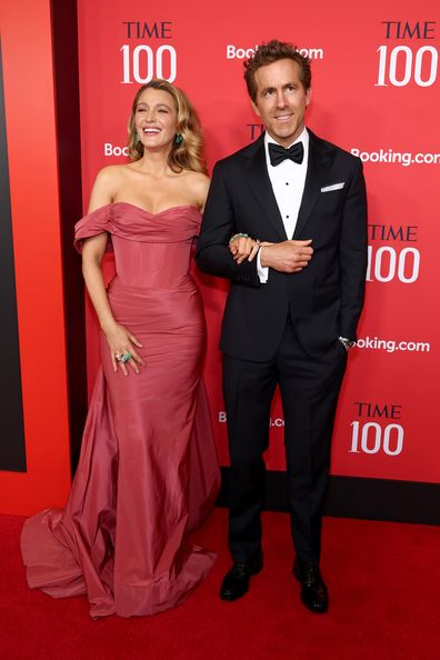 NEW YORK, NEW YORK - APRIL 24: (L-R) Blake Lively and Ryan Reynolds attend the 2025 Time100 Gala at Jazz at Lincoln Center on April 24, 2025 in New York City. (Photo by Cindy Ord/Getty Images)