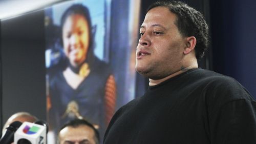 Christopher Cevilla, father of 7-year-old Jazmine Barnes, speaks during a news conference.