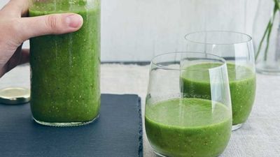 Click here for our <a href="http://kitchen.nine.com.au/2016/11/06/21/42/jesinta-campbells-green-goddess-smoothie" target="_top">Jesinta Campbell's green goddess smoothie</a>