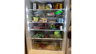 This is what a fridge feeding a family of four looks like at Heidi's house.