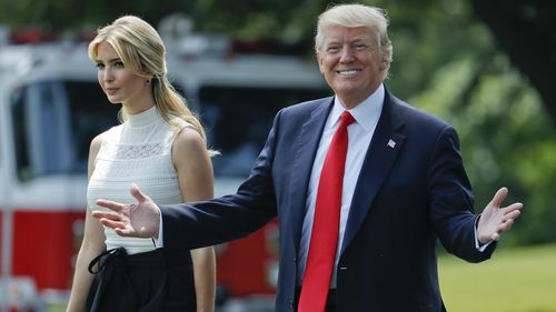 In this June 13, 2017 file photo, Ivanka Trump joins her father, President Donald Trump, as they walk across the South Lawn of the White House in Washington. 